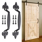 2x 11" Sliding Barn Door Handle Vintage Cast Iron Pull Gate Cabinet Matte Black
