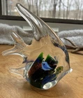 Vintage Hand Blown Art Glass Tropical Fish Paperweight - Murano Style Multi