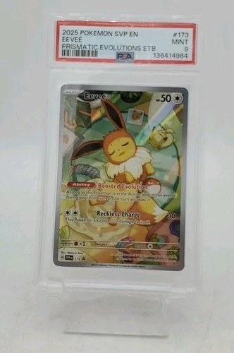 Pokemon SVP-EN Eevee #173 Prismatic Evolutions ETB Pokemon Center Stamp PSA 9