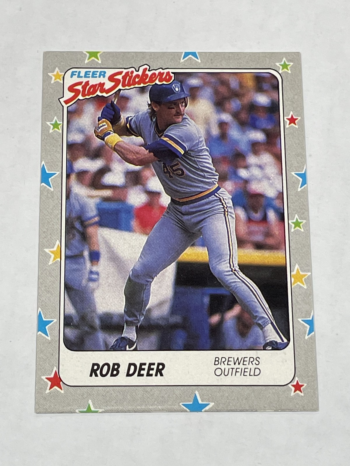 1988 Fleer Star Stickers Baseball #36 - Rob Deer - Milwaukee Brewers