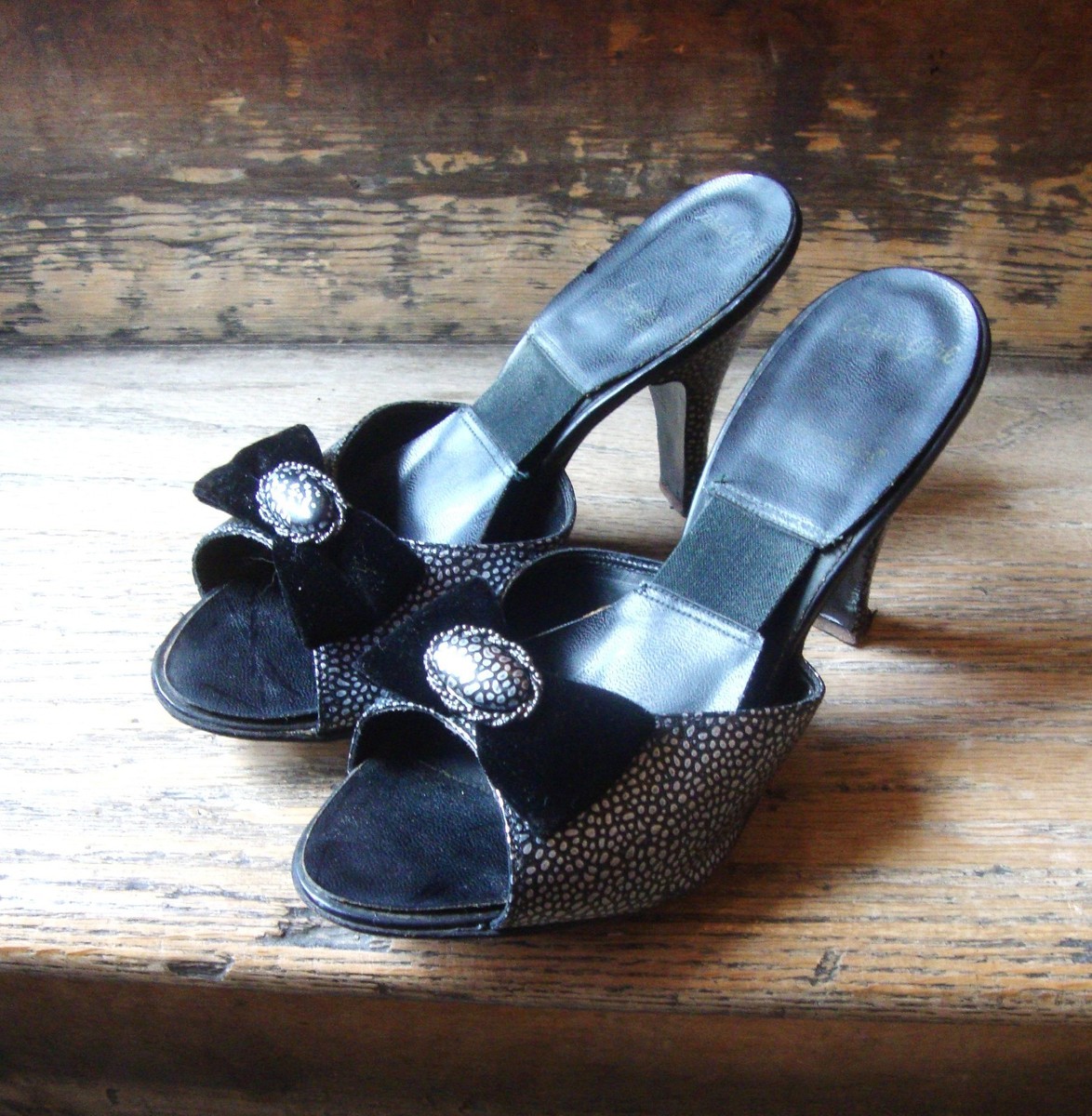 Vintage 1950's Black and Silver Springolator Shoes/size