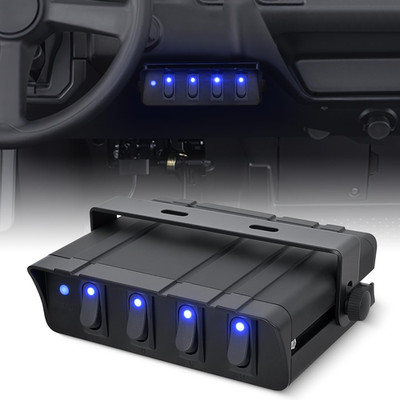 4 Gang Rocker Switch Box Waterproof 40Amp Max | SPST Toggle Panel Blue