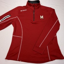 Columbia Golf Women's Large Red 1/4 Zip University of Maryland Terrapins Shirt