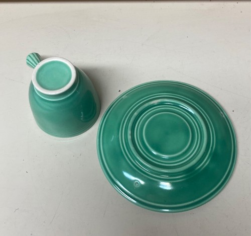 Vintage Homer Laughlin FIESTA 1930's GREEN After Dinner Demitasse Cup & Saucer - Picture 4 of 4
