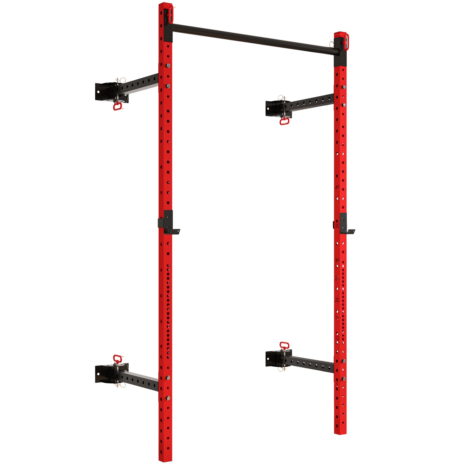 Soozier Folding Squat Rack with Pull Up Bar, 1000 Pounds Capacity, Red