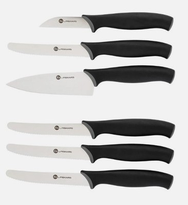 6er Set FISKARS ESSENTIAL MESSERSET KÜCHENMESSER MESSER, EDELSTAHL, SATZ MESSERN