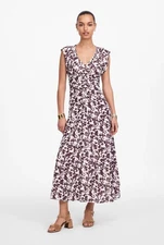 MADEWELL Abstract Print Ruched Bodice A-Line Midi Dress Sz 6