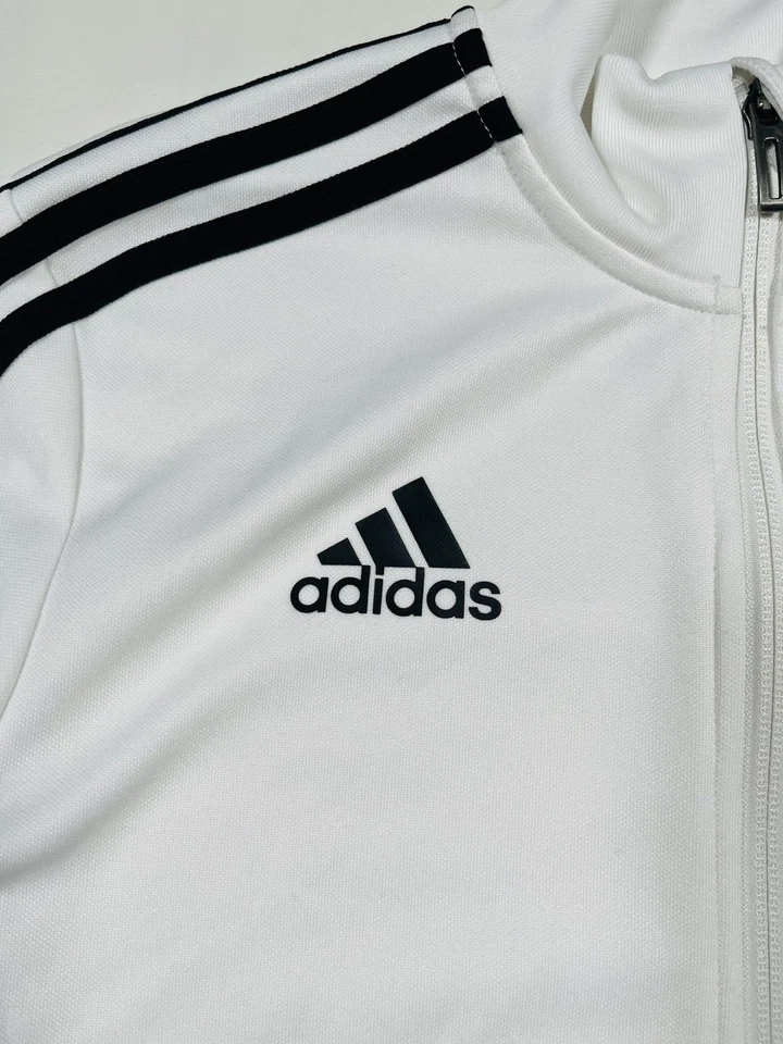 Adidas Track Jacket Youth XL White Black Climalite 3-Stripes Full Zip Soccer - Image 4 of 4