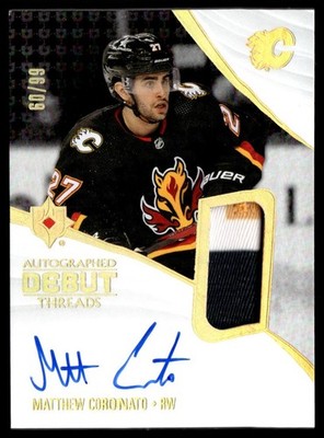 2023-24 UD Premier Debut Threads 3Clr Relic Matthew Coronado Rookie Auto 60/99