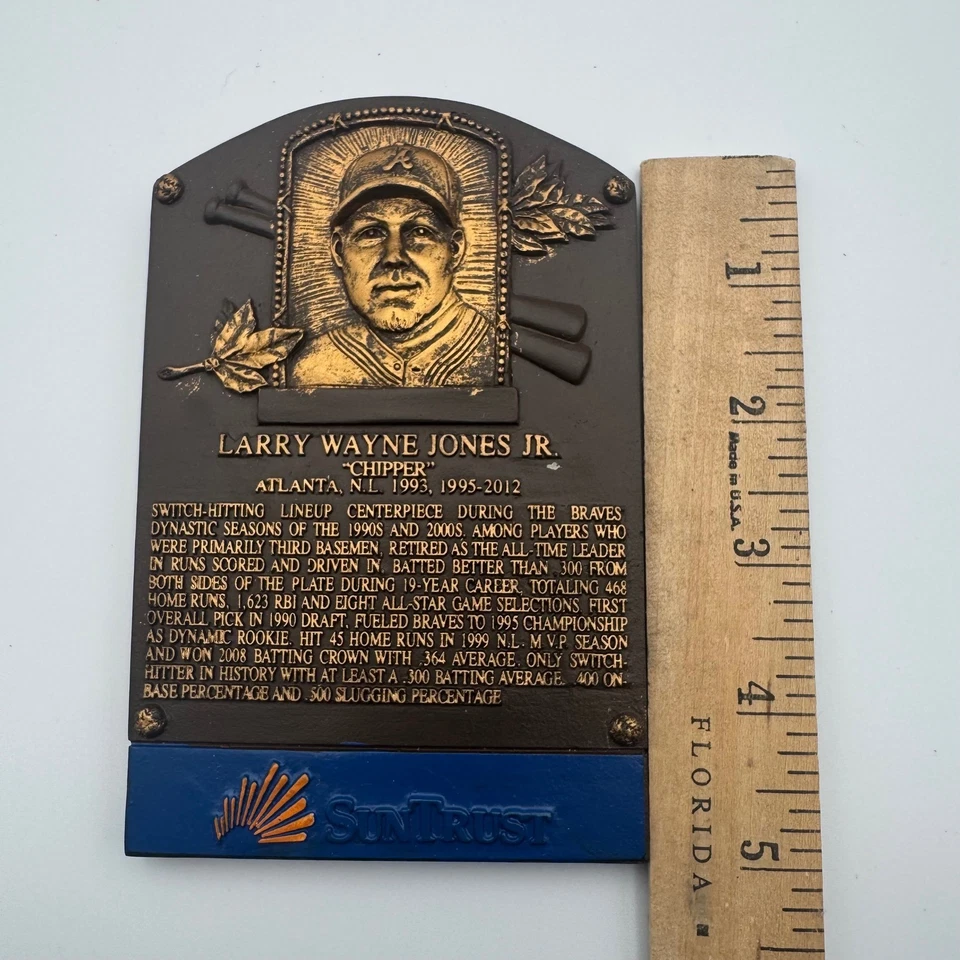 Chipper Jones Atlanta Braves SunTrust Baseball Hall of Fame Replica Plaque - Image 2 of 4