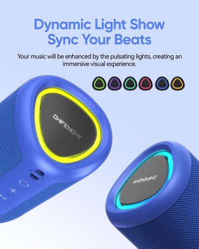Portable Bluetooth Speaker with Lights, Powerful Crystal Clear Sound, IPX5 Wa... - Picture 3 of 8