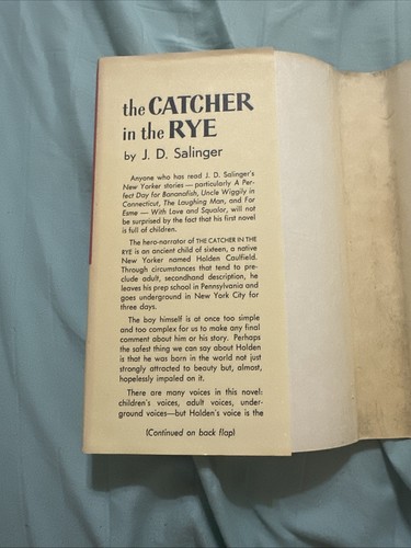 "The Catcher in the Rye" 1st Book Club Edition 1951 by J. D. SALINGER Very Good - Picture 12 of 20