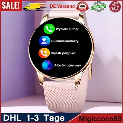 MARKENLOS Für Samsung Android Smartwatch Damen mit Telefonfunktion Bluetooth Armbanduhr