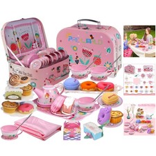 45-Piece Kids Tea Party Set - Safe Pretend Play for Ages 3-6 with Carrying Case
