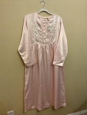 NOS Pink Delicates Satin Long Nightgown Women's Small Granny Gown
