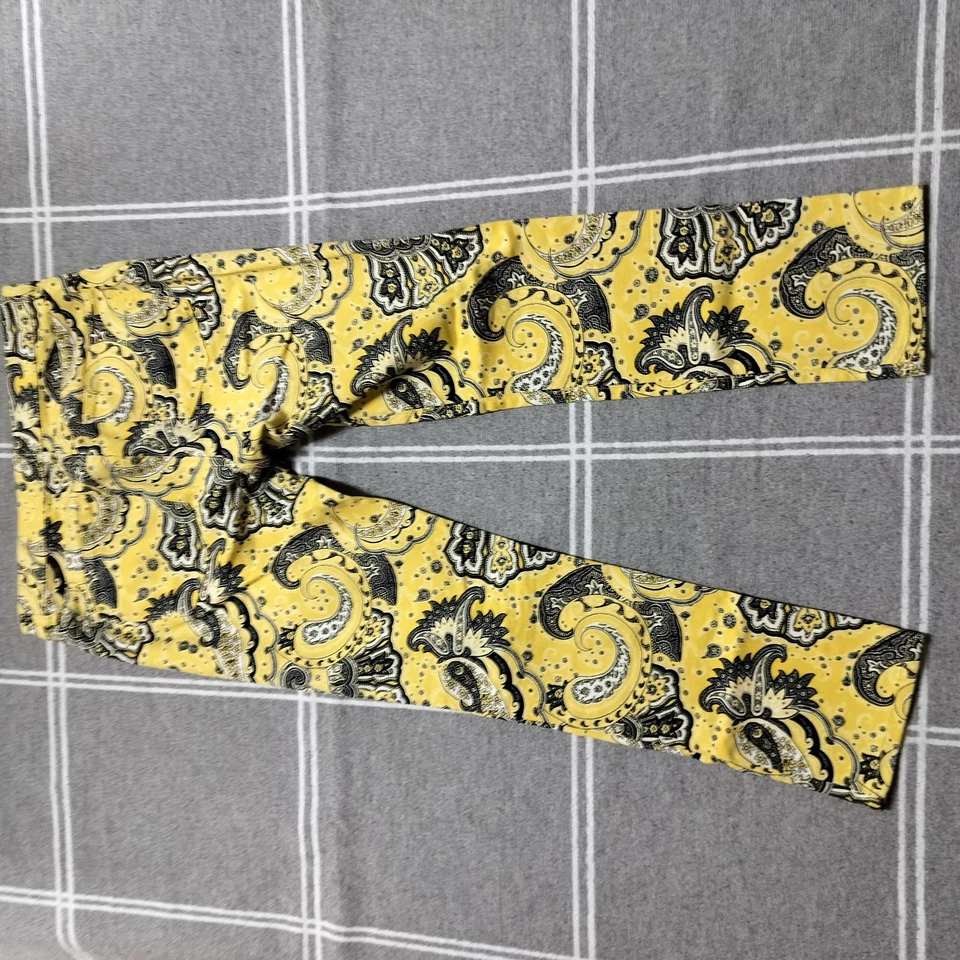 Calça elástica Lauren Jeans Co Ralph Lauren feminina 4P amarela paisley algodão - Imagem 2 de 4