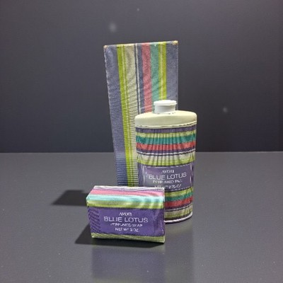 Avon Blue Lotus Vintage Fragranced Soap & Perfumed Talc Set Box Wear