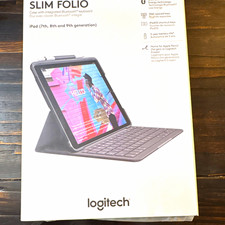Logitech Slim Folio Bluetooth Keyboard Case w/ Pencil Holder for iPad 7/8/9