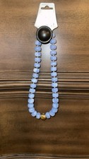 Beaded Necklaces for Women, Colorful Statement Resin Chunky Necklace, Light Blue