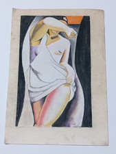 Tamara de Lempicka Drawing on paper (Handmade) signed and stamped mixed media.