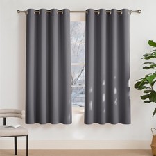 PONY DANCE Gray Blackout Curtains with Eyelets Thermal Insulated Privacy Curtai