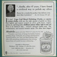 Print Ad Cape Cod Metal Polishing Cloths Moist Formula Restores Mirror Shine 199