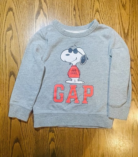 Gap Kids XS (4-5) Peanut Logo Pullover Sweatshirt “Snoopy Grey Heather” #891277 - Picture 2 of 8