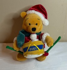 Disney Store 6" Beanbag Plush - Winnie the Pooh Christmas Drummer - 2001