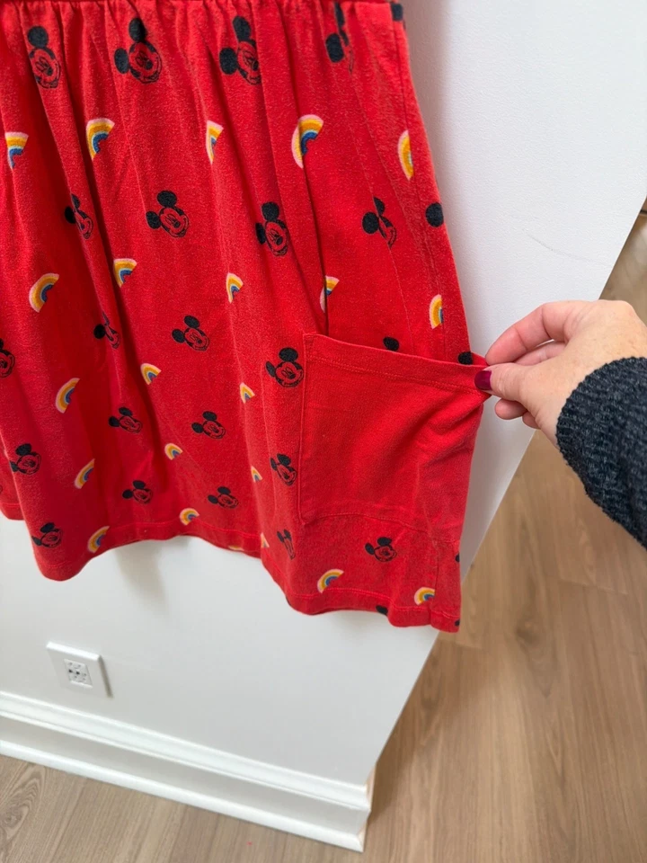 Disney Hanna Andersson Girls Red Mickey Mouse & Rainbow Dress W/ Pockets Size L - Image 3 of 4