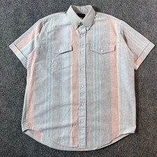 VINTAGE 90s RUDDOCK BROS MADE IN USA STRIPED PREPPY BUTTON DOWN SHIRT / XL