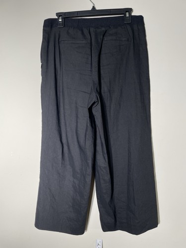 Per Se By Carlisle Linen Viscose Blend Pull On Wide Leg Pants Cropped Black Sz 6 - Picture 16 of 17