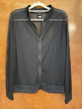 Victoria  s Secret Victoria Sport Black Polyester Mesh Zip Jacket Size Large