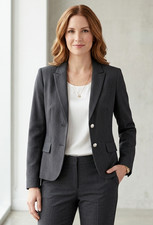 NWT Calvin Klein Blazer Coat Women Size 8 Two Button Lux S2JL2689 Gray Was 129
