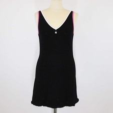 Chanel Black Quilted Viscose Sleeveless V Neck Mini Dress