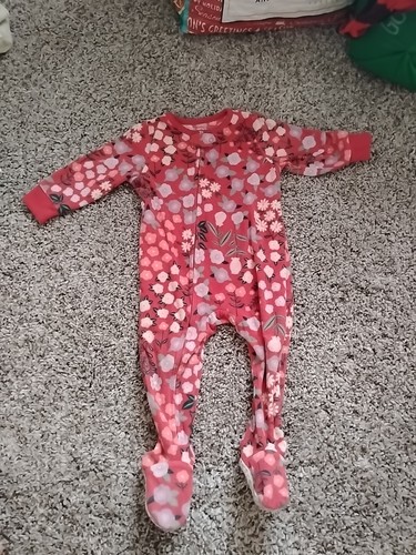 Carter's 12 Months Sleeper Girl Pink With Flowers