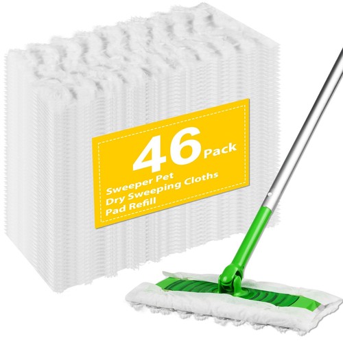 46-Pack Dry Sweeping Cloths for Swiffer Sweeper Heavy Duty Mop Pad Refills, U...