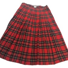 Kinloch Anderson Tartan Kilted Skirt Pleated Sz 12 USA Buckle Scotland 100 Wool