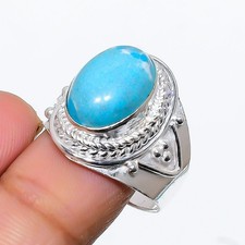 Blue Larimar Gemstone 925 Sterling Silver Jewelry All Size Ring For Gift