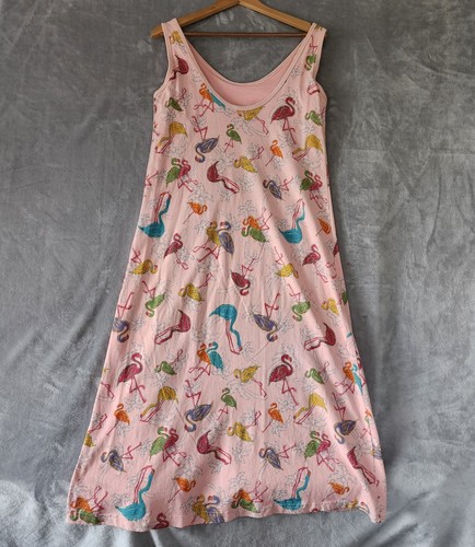Fresh Produce Dress Womens Large Pink Flamingos Palms Tropical Tank Shelf Bra - Picture 5 of 11
