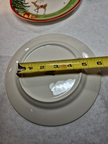 Spode Christmas Jubilee Salad Plate 8" Reindeer & Tree Lot of 5 Green Red White - Picture 6 of 9