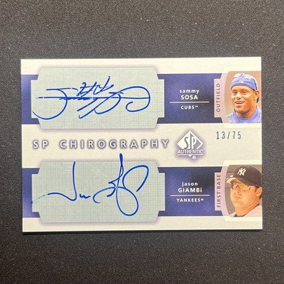 2003 SP Authentic Chirography Double 63/75 Sammy Sosa Jason Giambi #SJ Auto 00em
