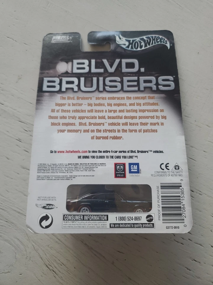 Hot Wheels Blvd. Автомобиль Bruisers серии 4/4 Affinity 1969 Dodge Charger черный - Изображение 2 из 3