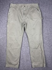 Carhartt Pants Mens 40x32 Green Relaxed Fit Carpenter Canvas Workwear B324 ARG