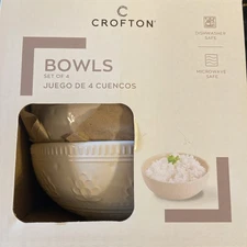 4 PC SET of CROFTON Porcelain Cereal Or Soup Bowls. Beautiful Design
