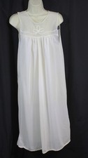 Vtg Nylon Nightgown Nightie Retro 1960s White Semi Sheer Top Boudoir Gown S/M