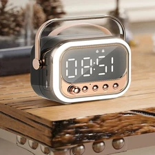 Digital LED Clock Dual Alarm FM Radio Bluetooth Speaker Table Desktop Bedside