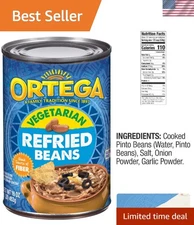 Convenient 12-Pack of 16oz Vegetarian Refried Beans - Perfect for Any Meal