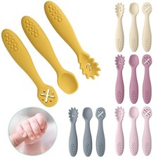 3pcs Baby Learning Spoon Set Toddler Feeding Cutlery Weaning Utensils
