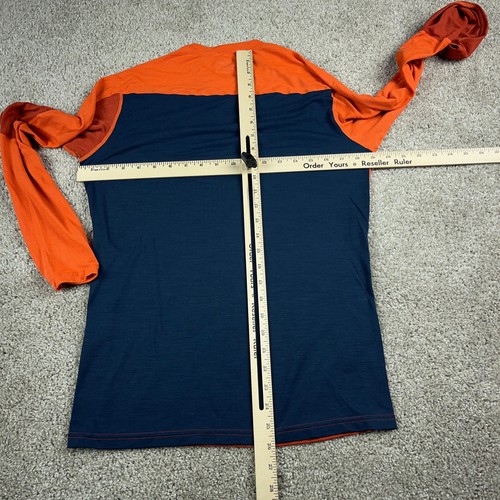 Norrona Shirt Mens Small Orange Blue Equaliser Base Layer Merino Wool Blend - Picture 8 of 11