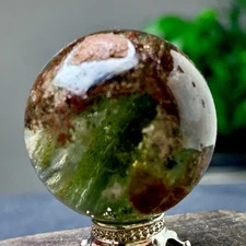 30G Natural Green Ghost Crystal Quartz Ball Crystal Sphere Mineral Specimen